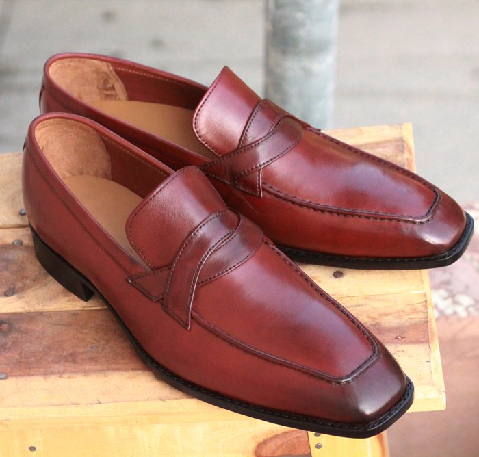 Mens burgundy dress shoes loafers