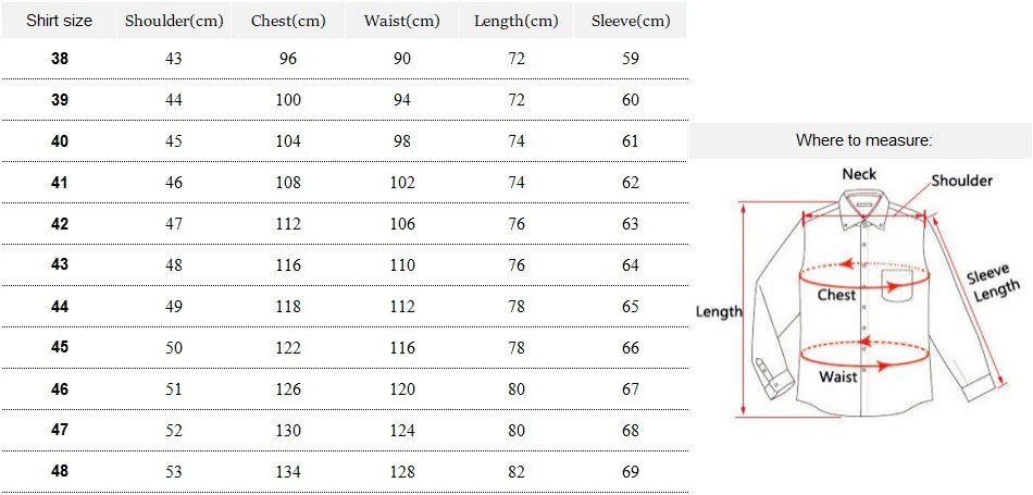 Mens dress shirt sizing