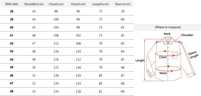 Men dress shirt sizes