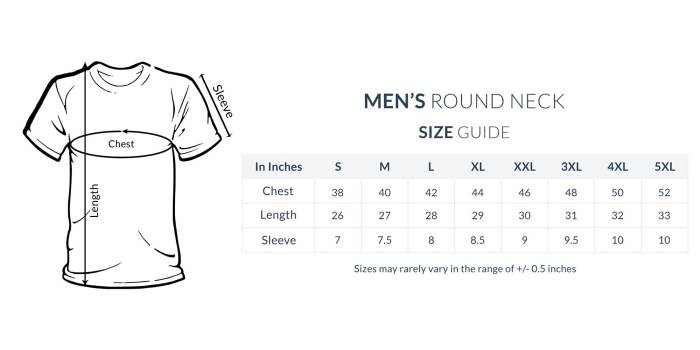 Men's dress shirts standard size chart